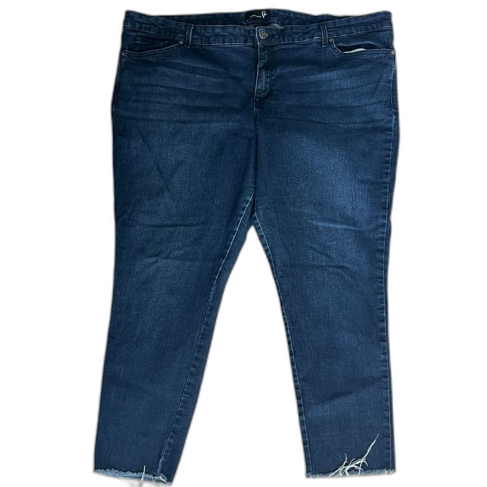 Gloria Vanderbilt Amanda Jeans 22W Plus Dark Wash Raw Hem Stretch Casual Chic